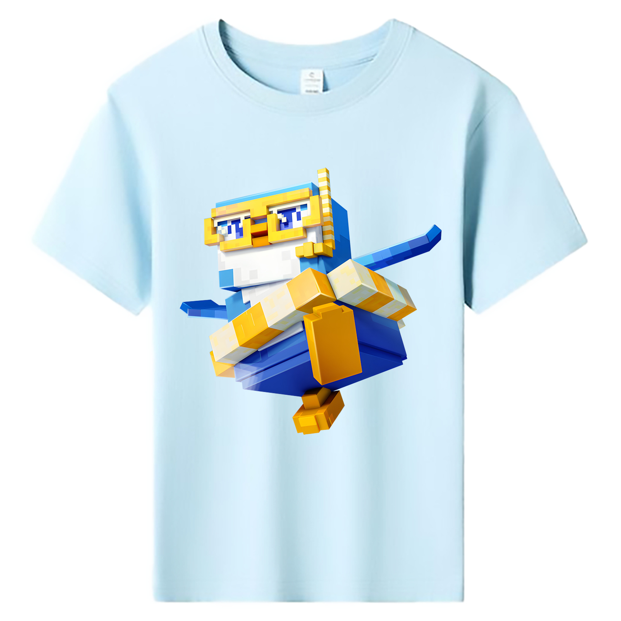（画像用） マインクラフト ブロックの世界 Minecraft MC Block world 綿100％キッズTシャツ（フロントプリント）